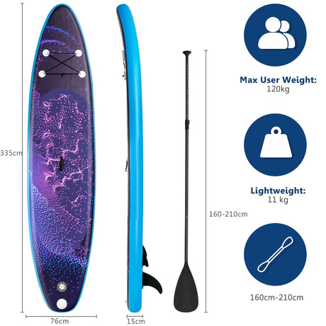 11 Feet Inflatable Stand Up Paddle Board Surfboard with Bag Aluminum Paddle Pump-L