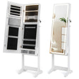 Standing Jewelry Cabinet with LED Lights Lipstick Box and 2 Drawers-White