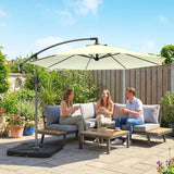 Outsunny 3m Overhanging Parasol, with Base, Weights and Cover - Beige