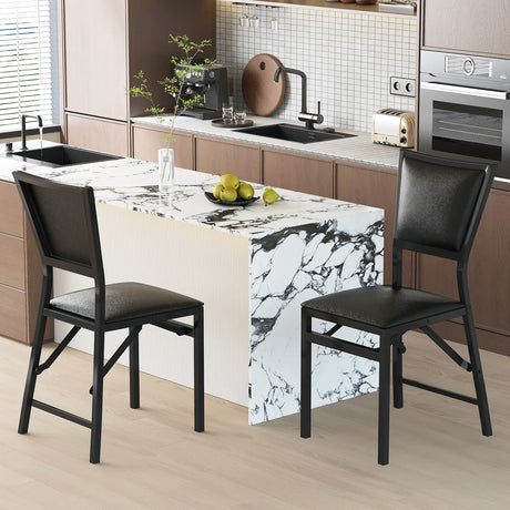 Set of 2 Folding Chairs with Sponge Padded Backrest for Dining Room/Living Room/Restaurant