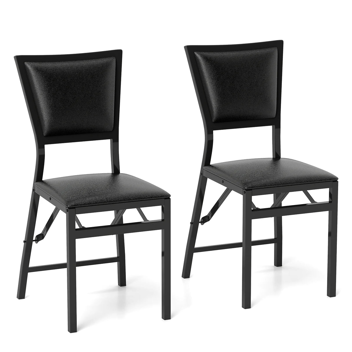 Set of 2 Folding Chairs with Sponge Padded Backrest for Dining Room/Living Room/Restaurant