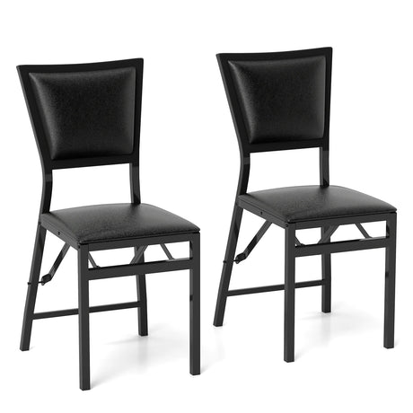 Set of 2 Folding Chairs with Sponge Padded Backrest for Dining Room/Living Room/Restaurant