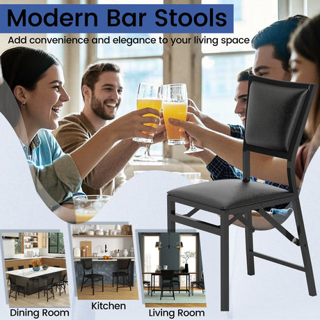 Set of 2 Folding Chairs with Sponge Padded Backrest for Dining Room/Living Room/Restaurant