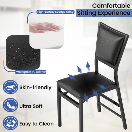 Set of 2 Folding Chairs with Sponge Padded Backrest for Dining Room/Living Room/Restaurant