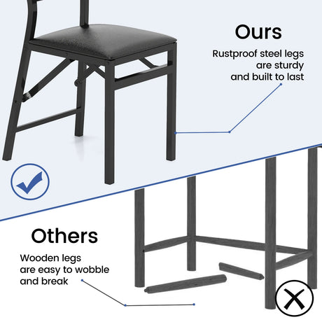 Set of 2 Folding Chairs with Sponge Padded Backrest for Dining Room/Living Room/Restaurant