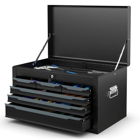 24 Inch Tool Chest Case with 6 Drawers and Top Storage for Garage Repair Shop & Warehouse-Black