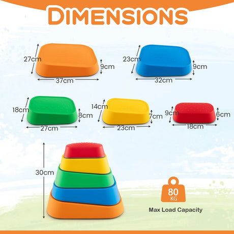 Stepping Stone for Kids 5Pcs Non-Slip Toddler River Stone Set-Multicolor