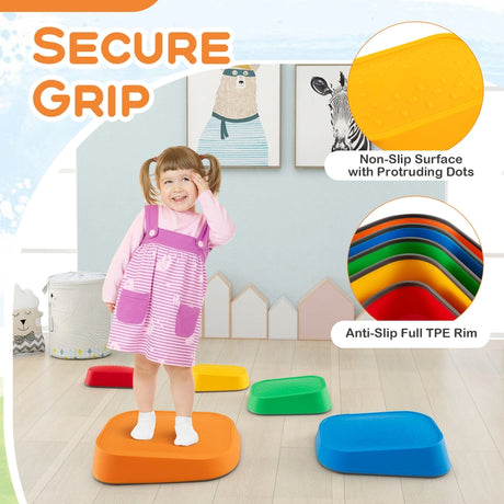 Stepping Stone for Kids 5Pcs Non-Slip Toddler River Stone Set-Multicolor