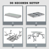 Outsunny Folding Picnic Table with 4 Seats and Umbrella Hole - Grey