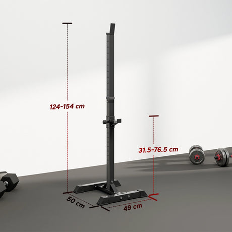 HOMCOM Adjustable Squat Rack, Weight Strength Training Bench Press Rack Weight Bench Supporter for Home Gym Exercise, Max Load 150kg, 124-154cm