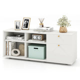 Storage Cabinet TV Console Cabinet with 2 Drawers and 4 Cubes for Entryway-White