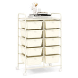 10-Drawer Rolling Storage Cart-White