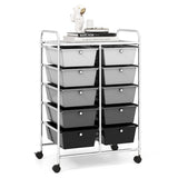 10-Drawer Rolling Storage Cart-Gray