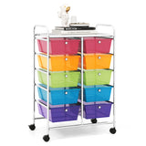 10-Drawer Rolling Storage Cart-Transparent Multicolor