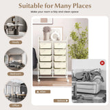 10-Drawer Rolling Storage Cart-White
