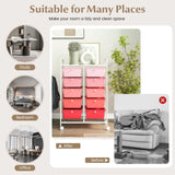 10-Drawer Rolling Storage Cart-Pink