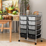 10-Drawer Rolling Storage Cart-Gray