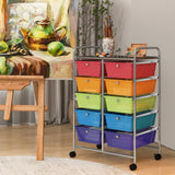 10-Drawer Rolling Storage Cart-Transparent Multicolor