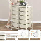 10-Drawer Rolling Storage Cart-White