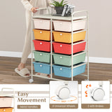 10-Drawer Rolling Storage Cart-Multicolor