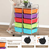 10-Drawer Rolling Storage Cart-Deep Multicolor