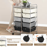 10-Drawer Rolling Storage Cart-Beige & Gray