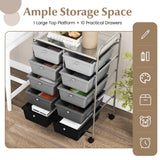 10-Drawer Rolling Storage Cart-Gray