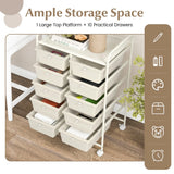 10-Drawer Rolling Storage Cart-White