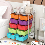 10-Drawer Rolling Storage Cart-Deep Multicolor