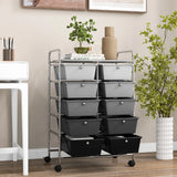 10-Drawer Rolling Storage Cart-Gray