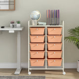 10-Drawer Rolling Storage Cart-Peach