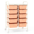 10-Drawer Rolling Storage Cart-Peach