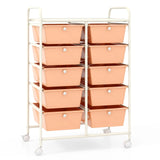 10-Drawer Rolling Storage Cart-Peach