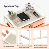 10-Drawer Rolling Storage Cart-Peach