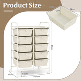 10-Drawer Rolling Storage Cart-White