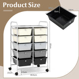 10-Drawer Rolling Storage Cart-Beige & Gray