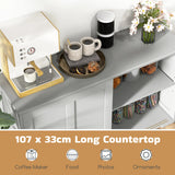 Antique Stackable Kitchen Storage Sideboard with Height Adjustable Shelf-Gray