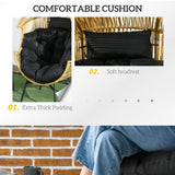 Outsunny String Rattan Egg Chair, with Padded Seat Cushion - Sand/Black