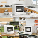 HOMCOM 6L Five-Mode Tabletop Dishwasher - White