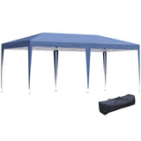 Outsunny Pop Up Gazebo, Double Roof Foldable Canopy Tent, Height Adjustable Wedding Awning Canopy w/ Carrying Bag, 6 m x 3 m x 2.65 m, Blue