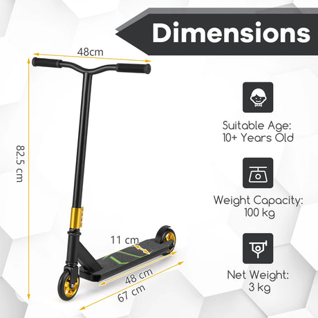 Stunt Scooter Pro Trick Scooter with 2 PU Wheels for Kids-Black