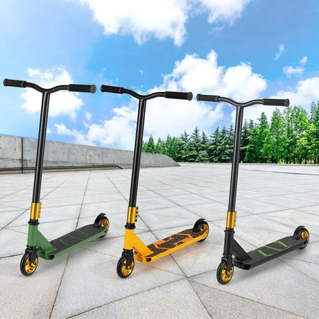 Stunt Scooter Pro Trick Scooter with 2 PU Wheels for Kids-Yellow