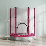 AIYAPLAY 4.6ft Toddler Trampoline w/ Safety Enclosure Net, for Indoor Outdoor Use, Ages 3-6 Years, Pink