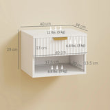 HOMCOM Floating Nightstands Set of 2, Modern Wall Mounted Bedside Tables with Fluted Drawer and Open Shelf for Bedroom, White