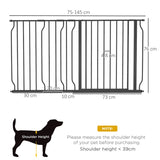 PawHut Extra Wide Dog Safety Gate, with Door Pressure, for Doorways, Hallways, Staircases - Black