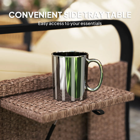 Outsunny 140 Reclining Rattan Armchair - Brown/Khaki