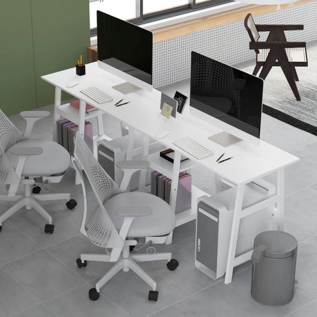 HOMCOM Compact Computer Desk with Storage Shelves, Study Table with Bookshelf, PC Table Workstation for Home Office, Study, Easy Assembly, 106 x 51cm, White