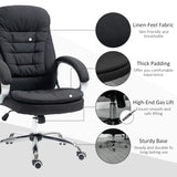 HOMCOM Office Chair Computer Chair Executive Office Chair with Height Adjustable, Comfortable Desk Chair for Home Office Fabric Black