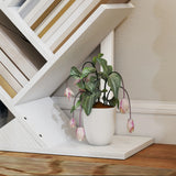 HOMCOM 9-Tier Tree Bookshelf, Industrial Free Standing Bookcase with Steel Frame, Display Storage White