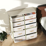 HOMCOM Chest of Ten Fabric Drawers - Natural Wood Finish